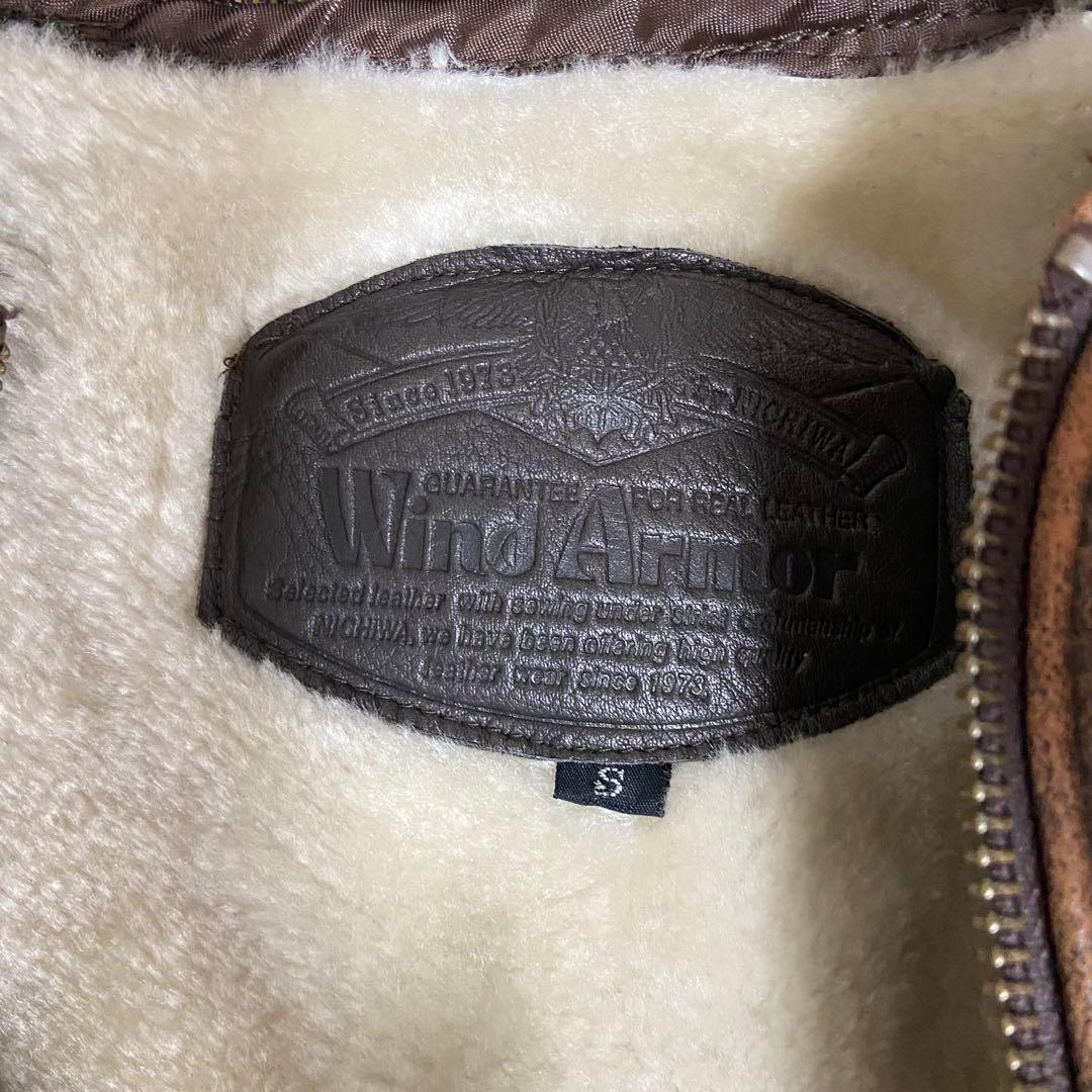 Wind Armor ラムレザー フライトジャケット ブラウン 短丈　S