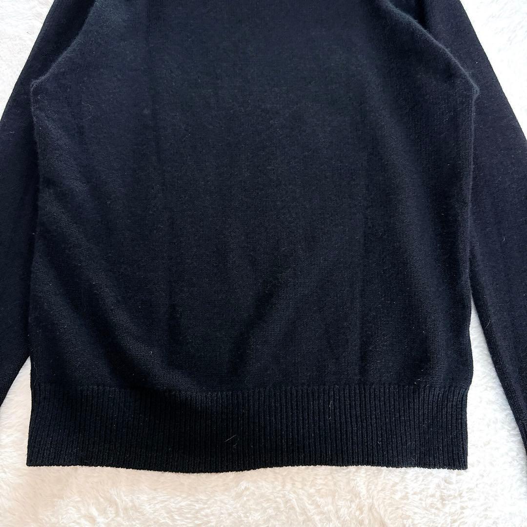 【マーガレットハウエル】アーガイル柄Vネックニット ウールカシミヤシルク 黒L