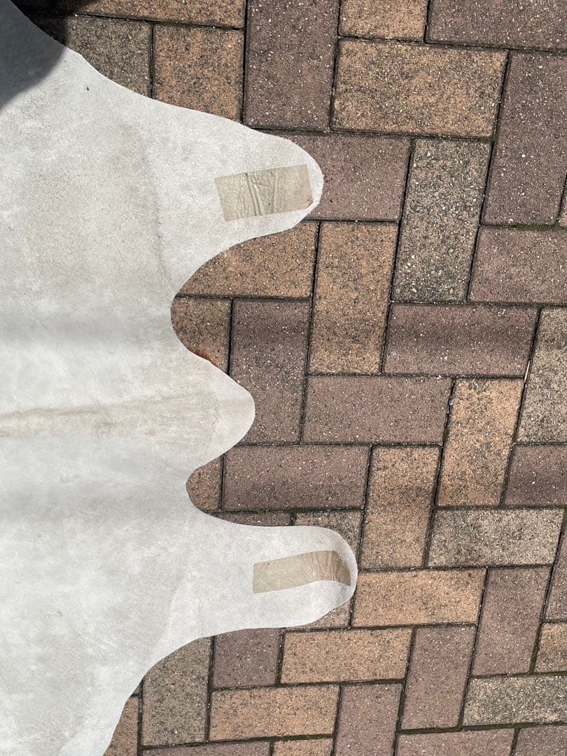 天然牛革ラグ 約210cm x 約195cm/本革大判本物/大きめカウラグ