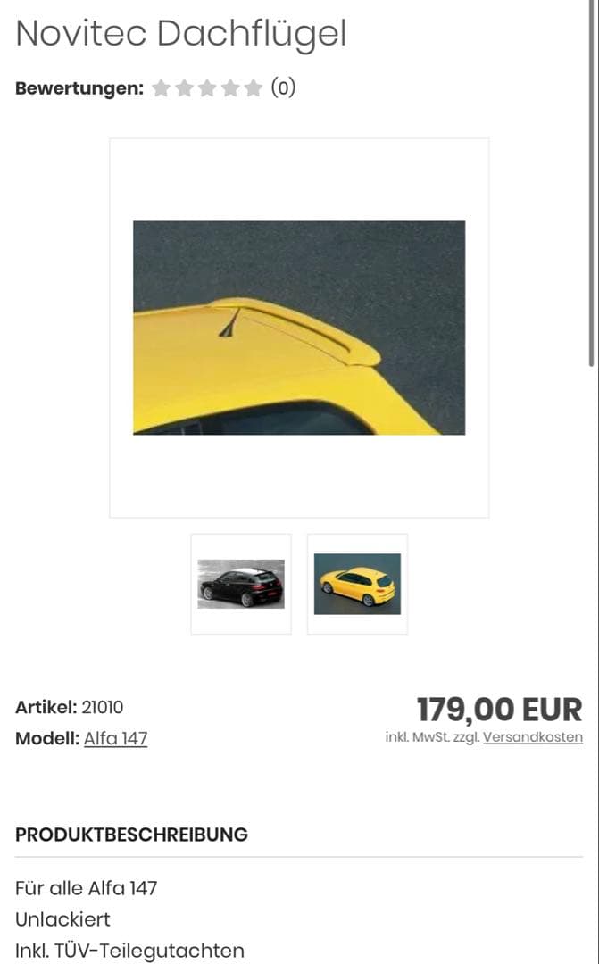 アルファロメオ 147 NOVITEC リアスポイラー