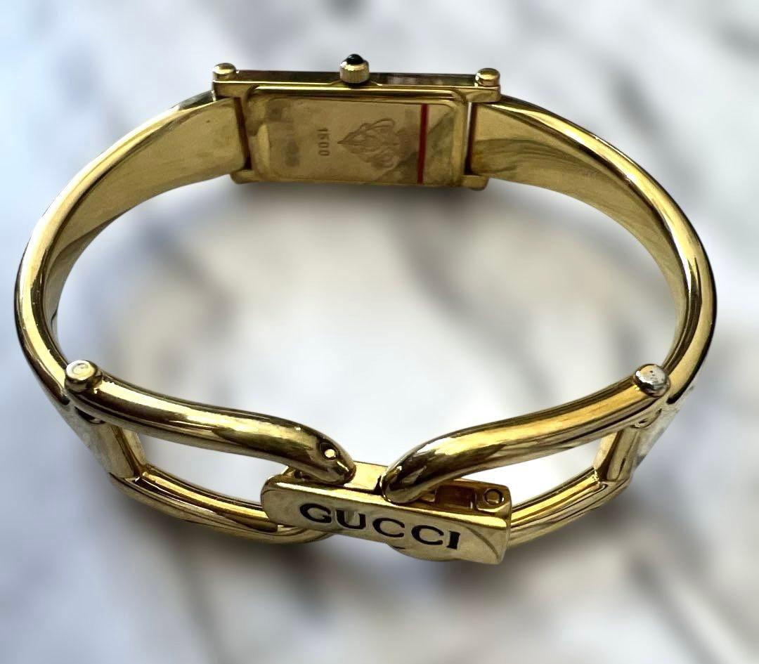 GUCCI 腕時計 1500L バングル シェル文字盤 レディース