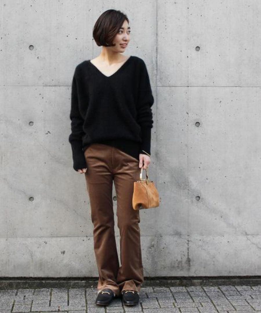 M*様 ドゥーズィエムクラス FUWAシャギー Vネック ニット ブラック