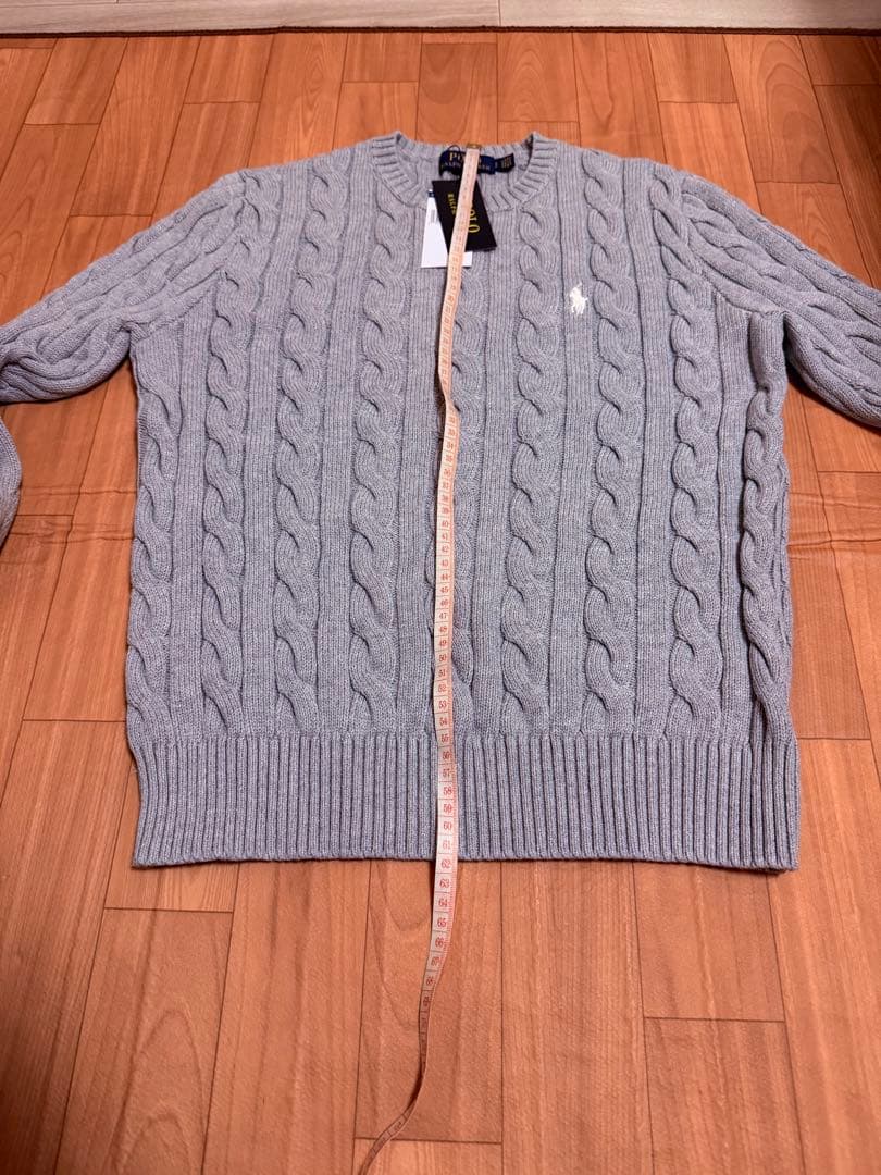週末限定Polo ラルフローレン ケーブルニットセーター グレー