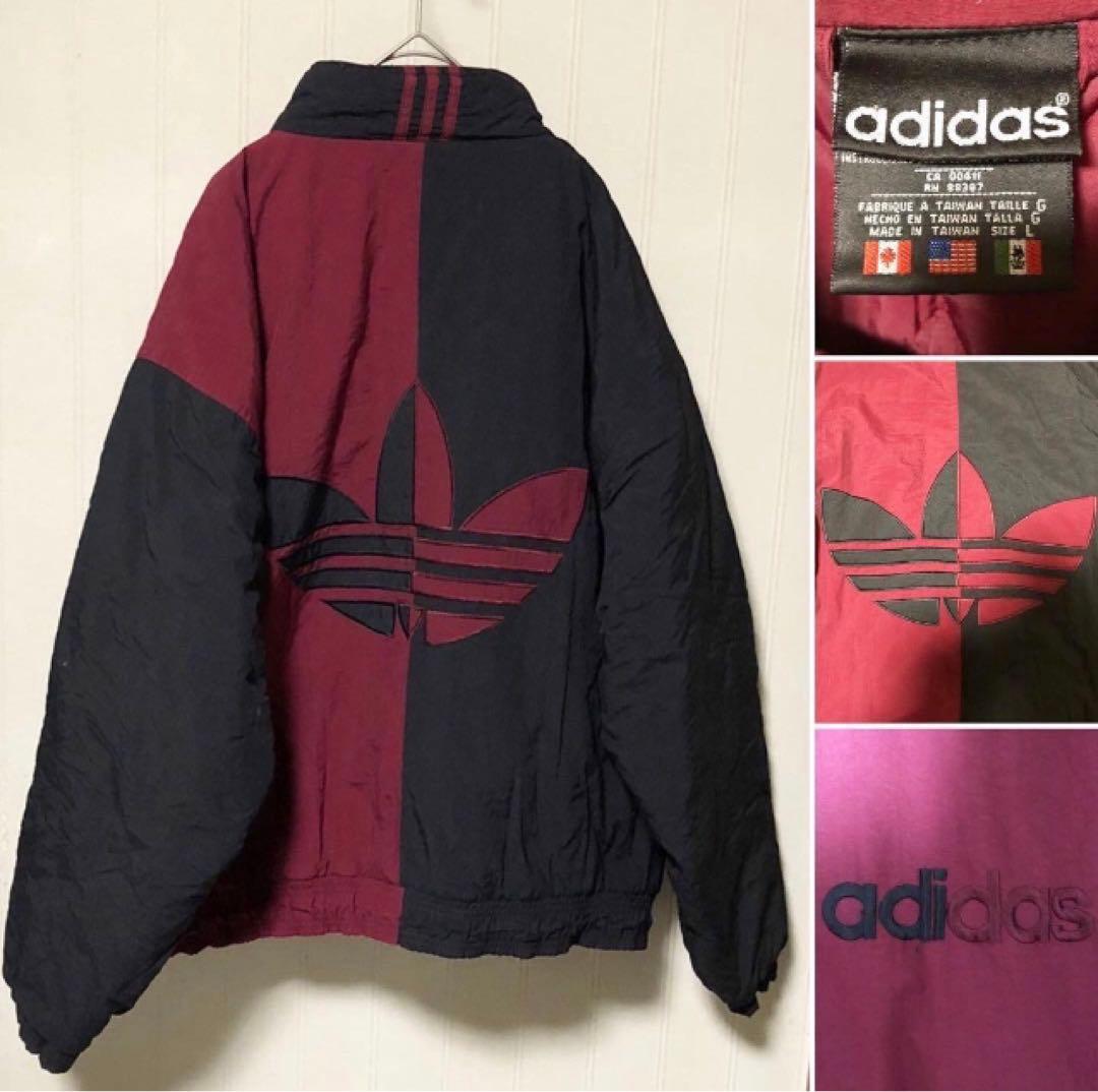 80s adidas スイッチング バイカラー ナイロンジャケット サイズL