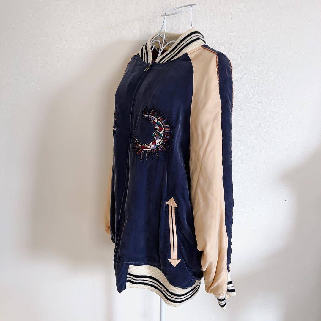 アウラ　AULA スカジャン　ビッグ刺繍　　大鹿　月　星　ネイビー　アウター