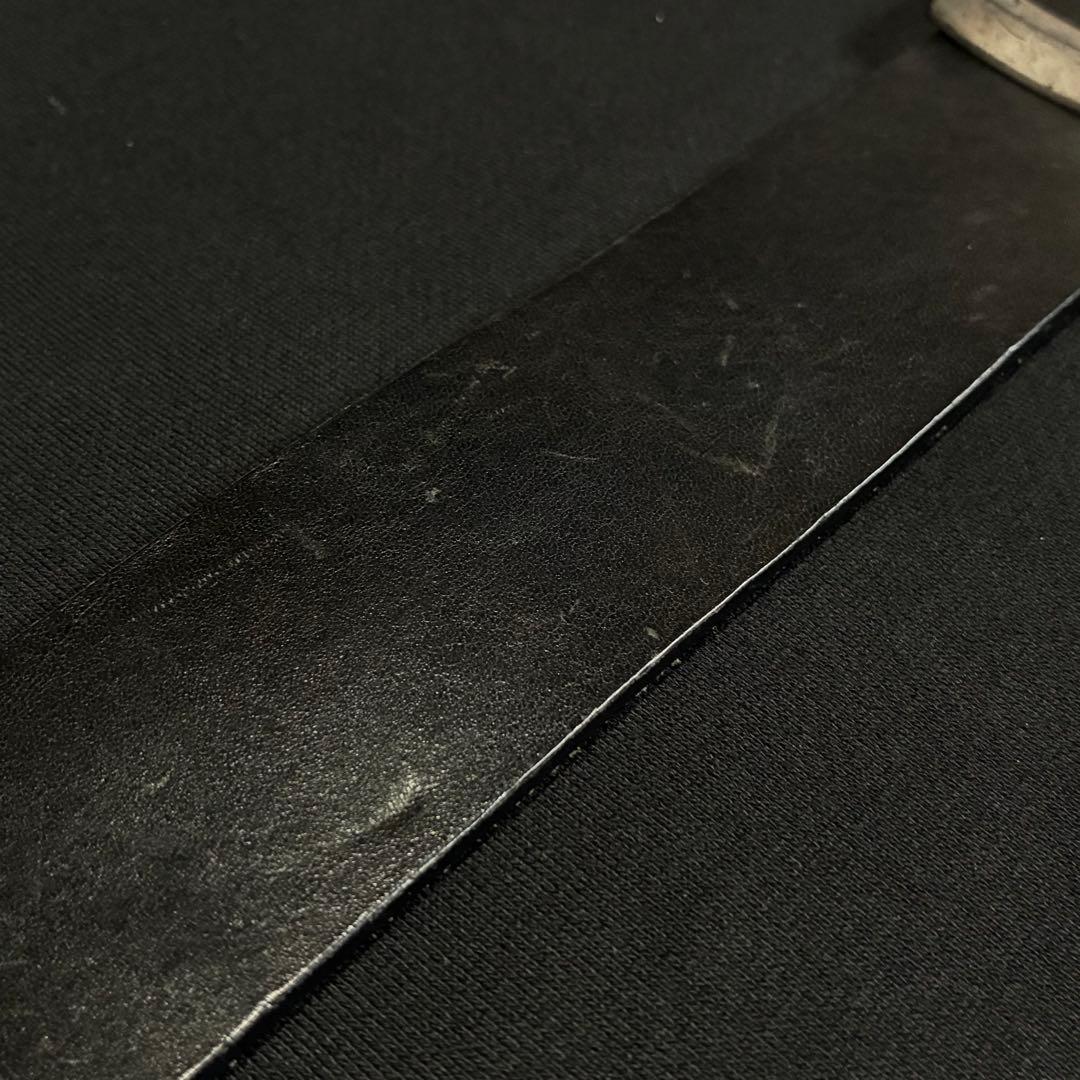 イタリア製 GUCCI ブラックレザー プレーンベルト グッチ 80 32 黒