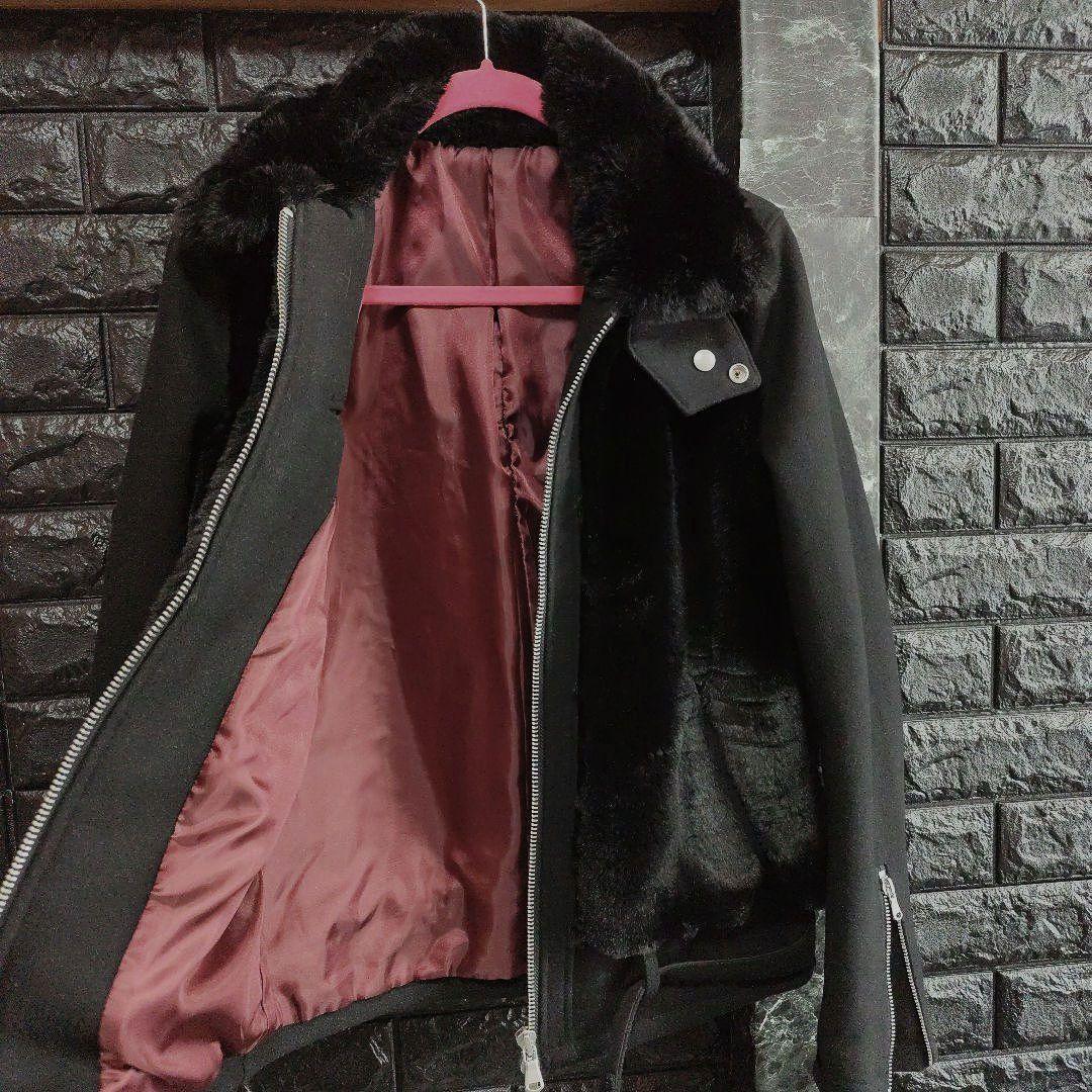 雪　美品希少　ノーアイディー　黒　フェイクファー　グリズリージャケット