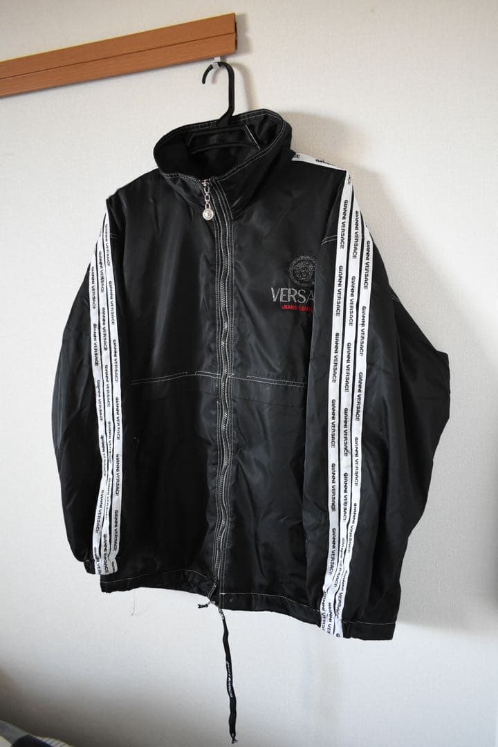 OLD VERSACE jeans 刺繍 ナイロンジャケット ブラック