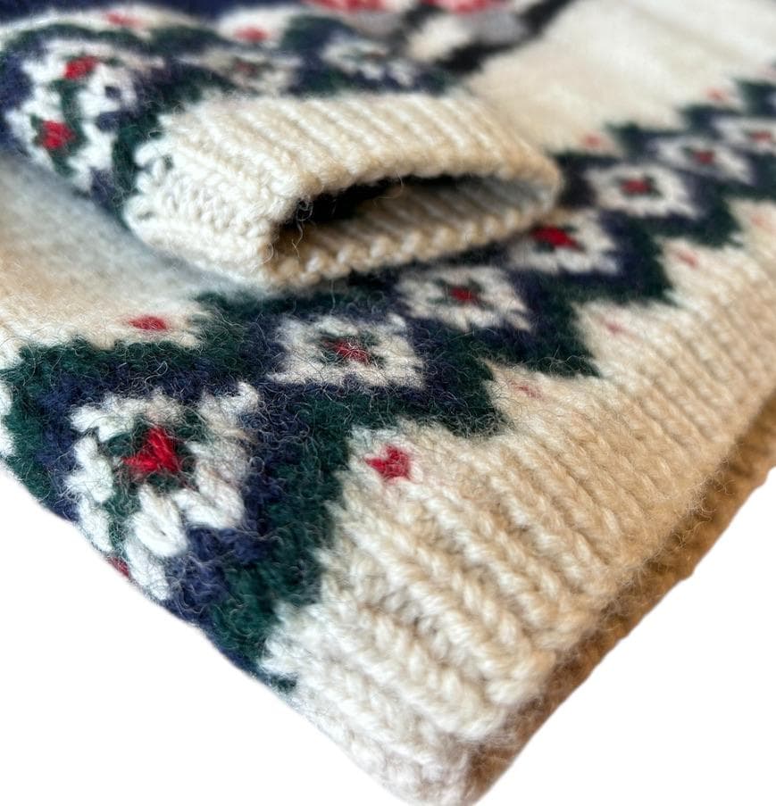 専用90s ビンテージ☆LAUREN 犬柄 雪柄 風景画 ニットセーター S