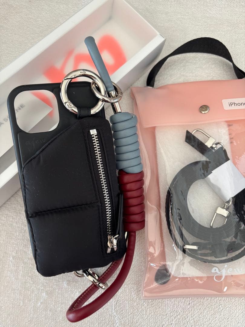 puffer case Coil strap | blue×burgundy