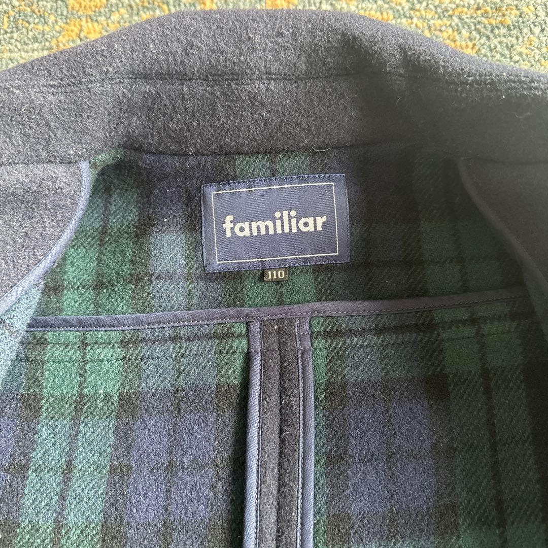 【美品、familiar 】ウールコート ネイビー110 お受験　フォーマル