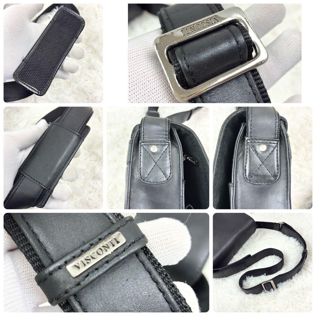 ヴィスコンティ 本革 メッセンジャーバッグ　ショルダーバッグ　A4可　ブラック