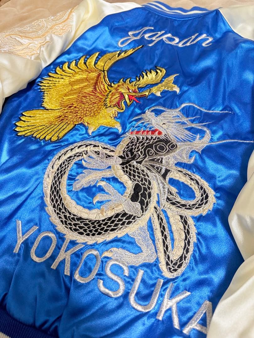 YOKOSUKA vintage 90s 鷲 龍 日本限定 スカジャン サテン
