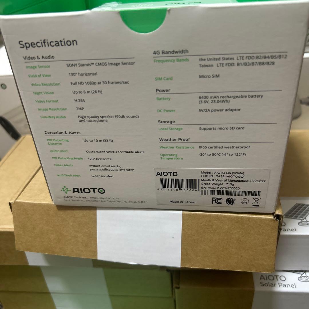 AIOTO GO セキュリティカメラ 9台とソーラーパネルセット
