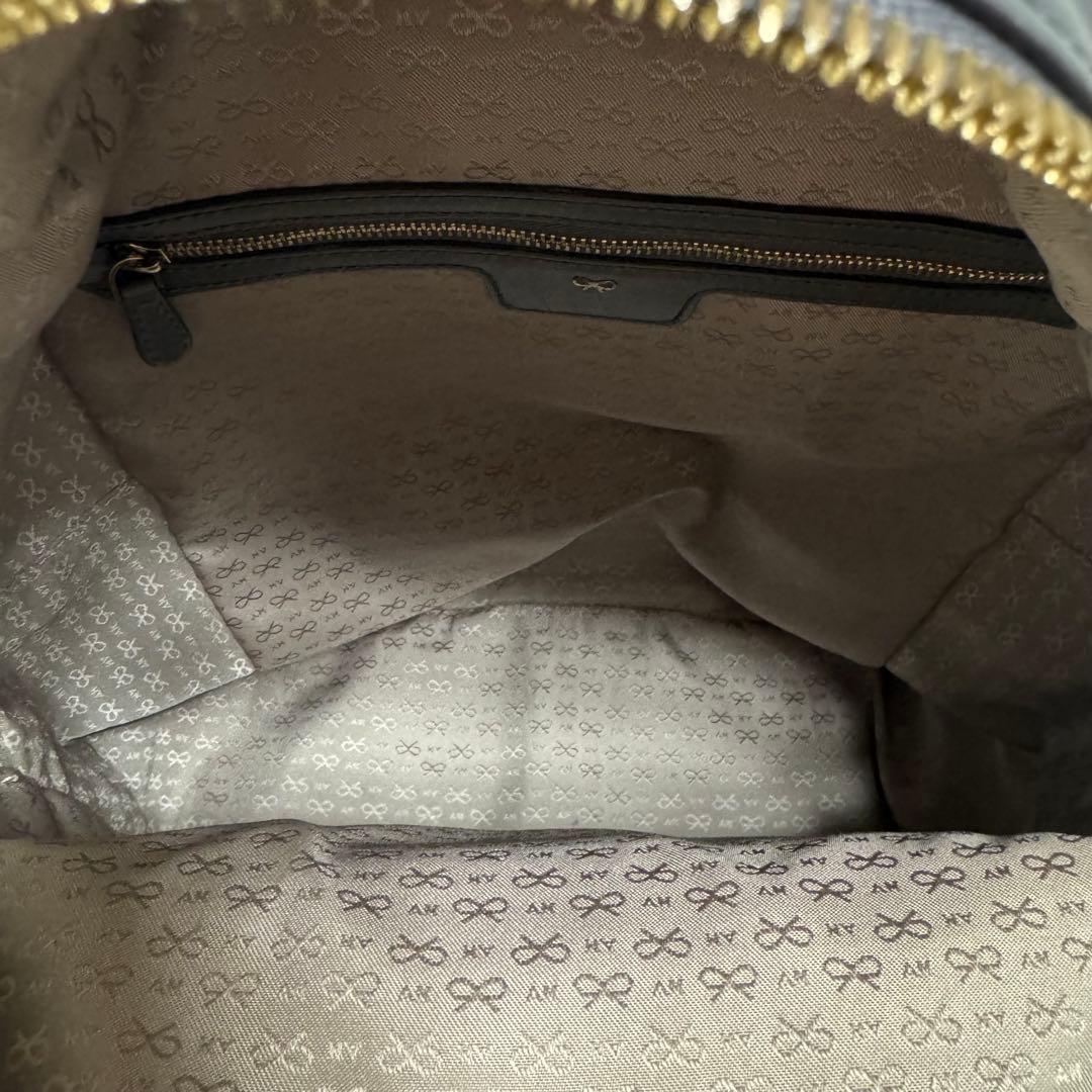 未使用級✨アニヤハインドマーチ リュック スマイリー レザー グレー パンチング