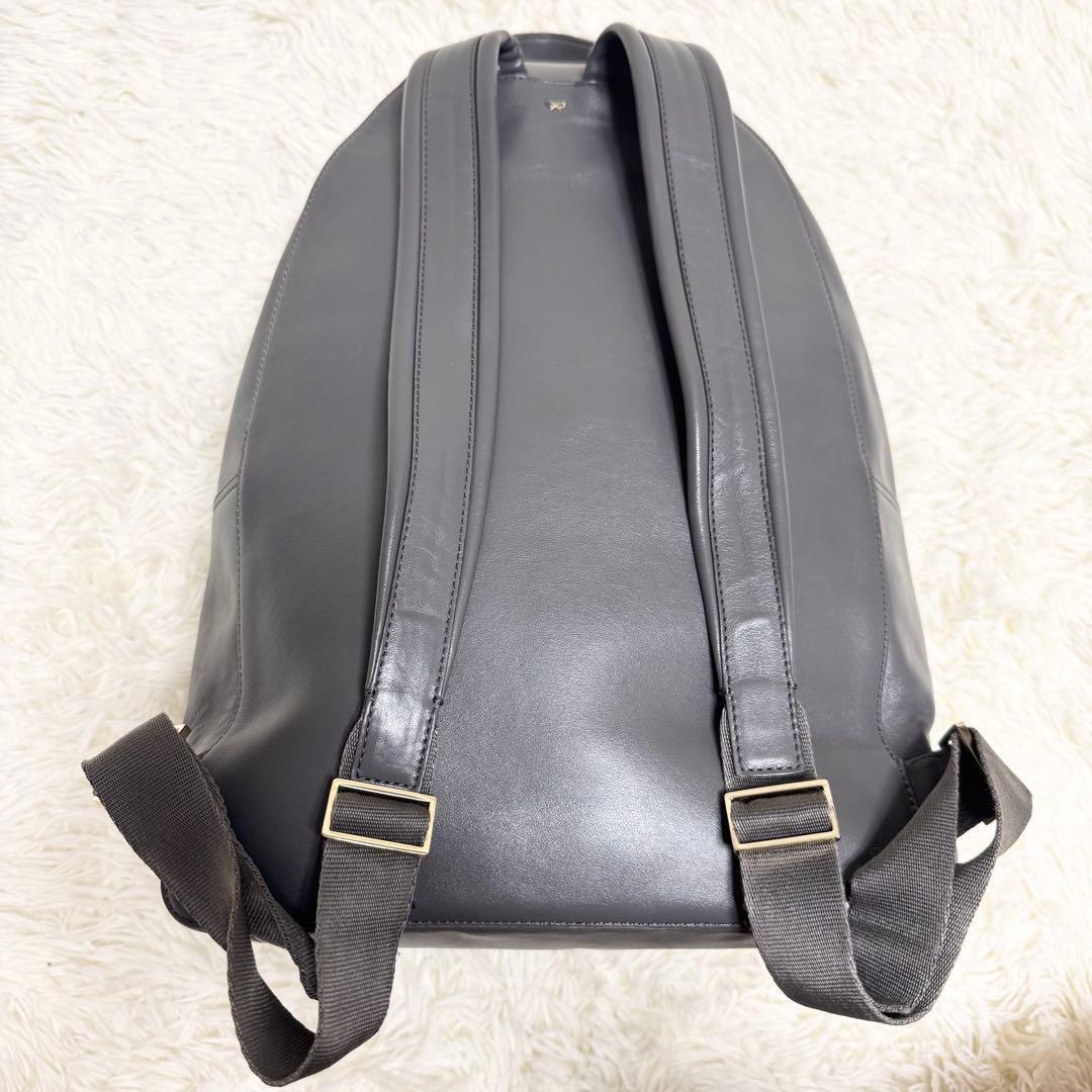 未使用級✨アニヤハインドマーチ リュック スマイリー レザー グレー パンチング