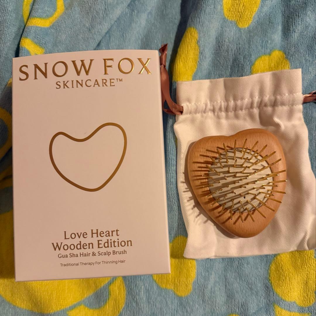 プレミアムFOX カッサ　ウッド　ミニハート　ヘアブラシ　スノーフォックス
