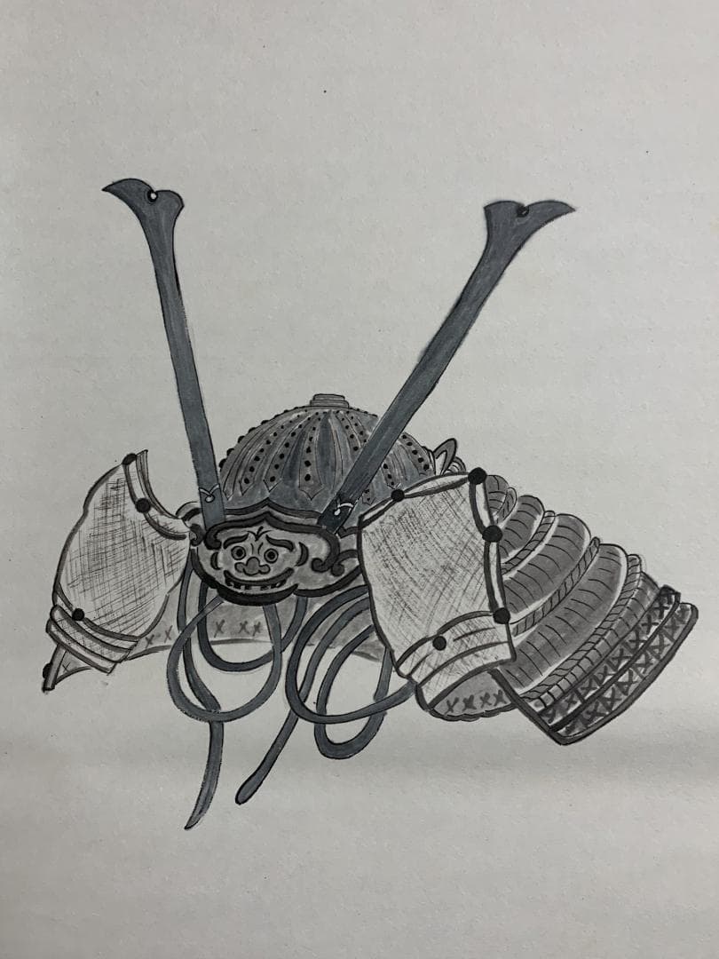 大徳寺 三重野与雲(荊山) 兜之絵 歌賛 紙本肉筆 茶掛 共箱 掛軸 茶道具