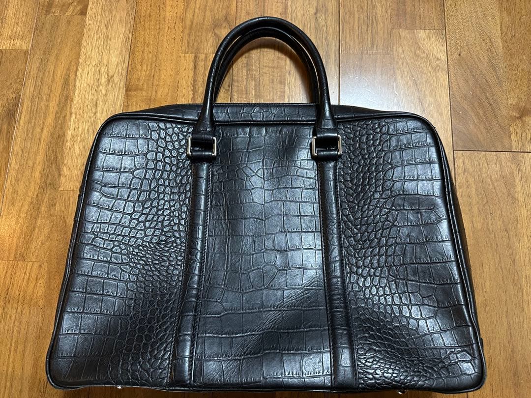 UNITED ARROWS クロコ型押し レザーブリーフケース ビジネスバッグ