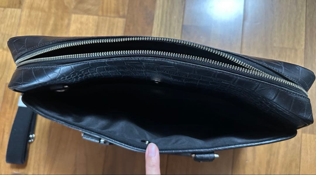 UNITED ARROWS クロコ型押し レザーブリーフケース ビジネスバッグ