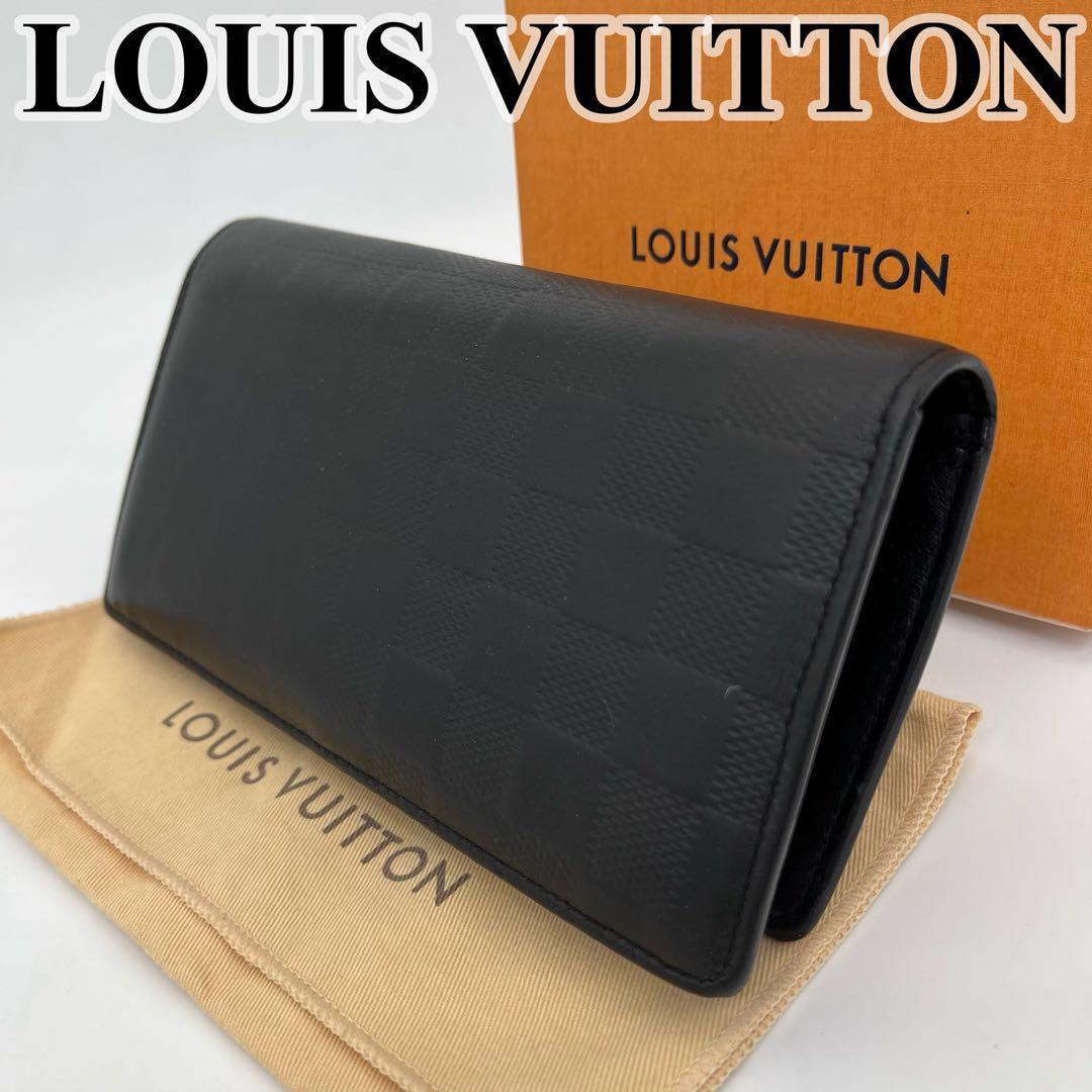 ルイヴィトン 長財布 フラップ ダミエ アンフィニ ブラザ 黒 N63010