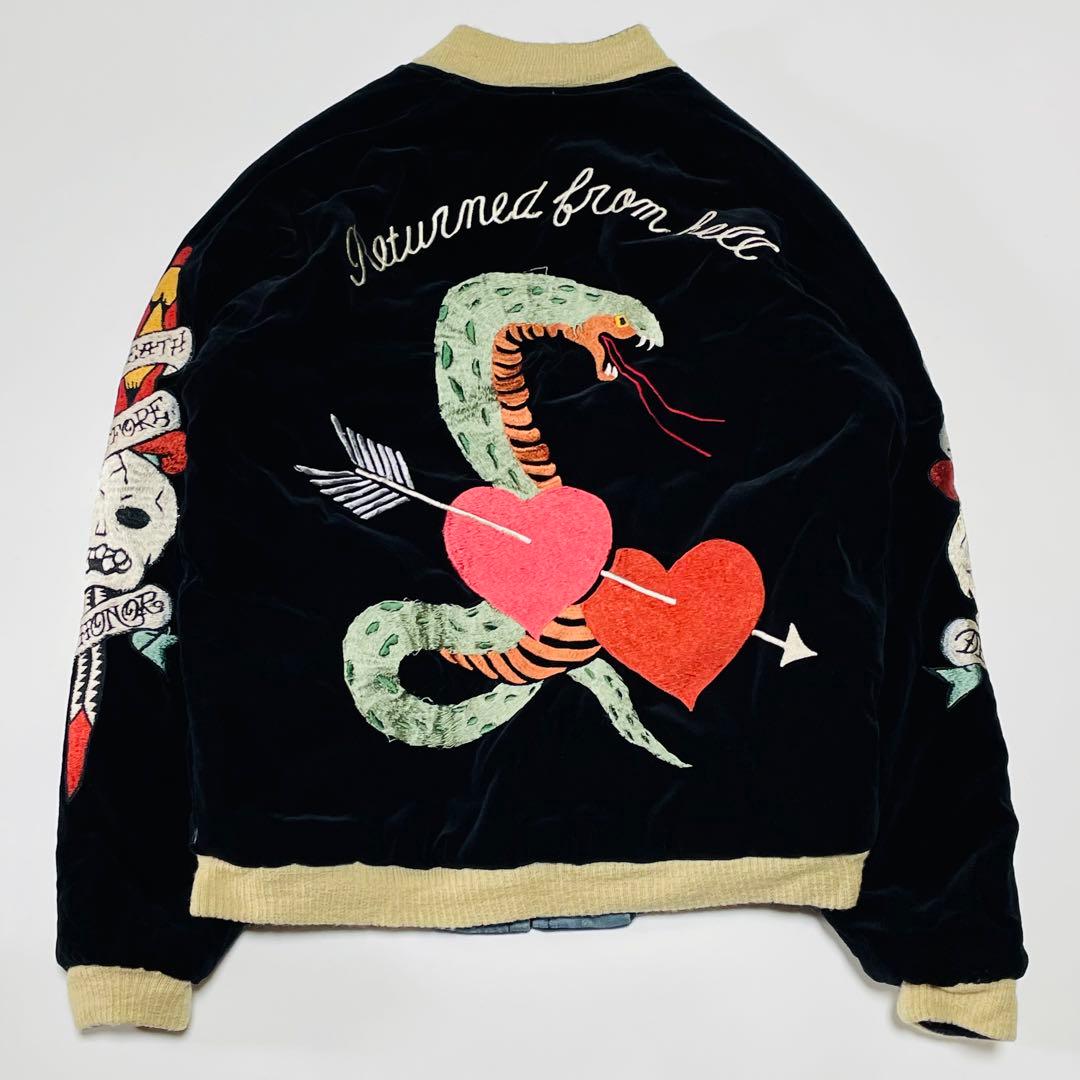 【港商】極希少　テーラー東洋　スカジャン　スペシャル　別珍　黒　コブラ　虎　鷹