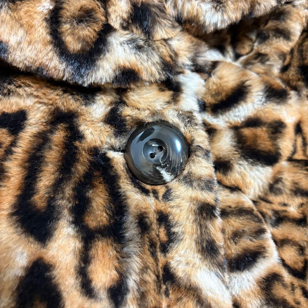 【一点物　未使用】伊太利屋 フェイクファージャケット　ヒョウ柄　刺繍ロゴ付き