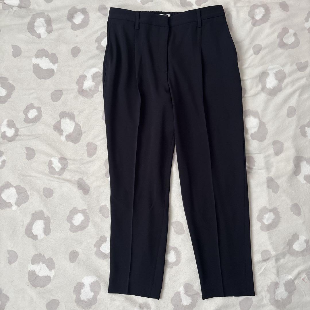 プラステ　パンツスーツ　大きいサイズ　ネイビー　ノーカラー　セットアップ