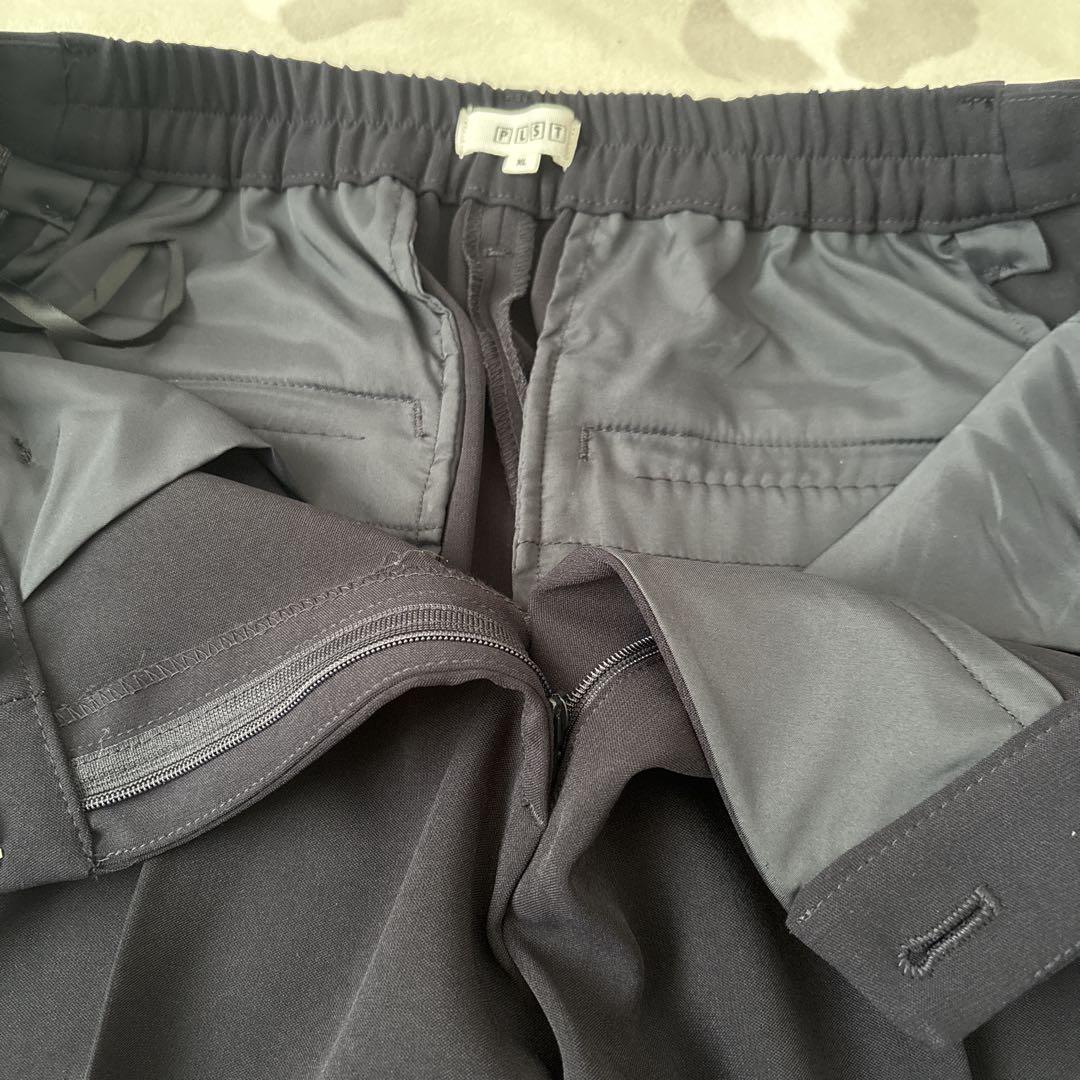 プラステ　パンツスーツ　大きいサイズ　ネイビー　ノーカラー　セットアップ