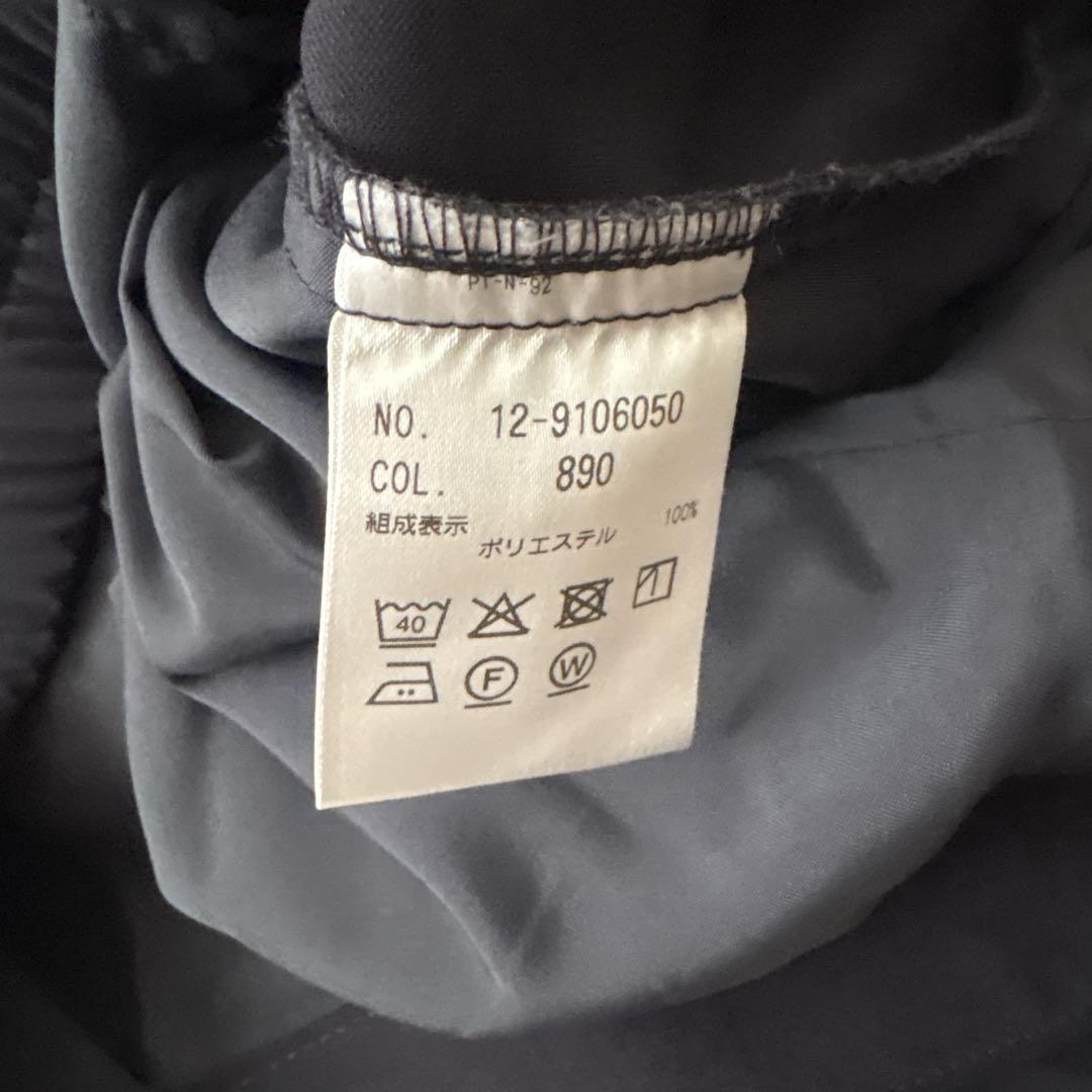 プラステ　パンツスーツ　大きいサイズ　ネイビー　ノーカラー　セットアップ