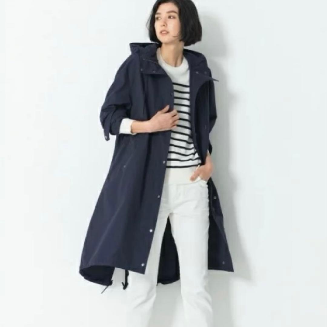 【美品】23区 46 コート ライトタッサーモッズコート ゆったり 体型カバー