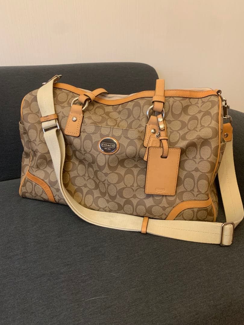 Coach ボストンバッグ ブラウン ベージュ　美品