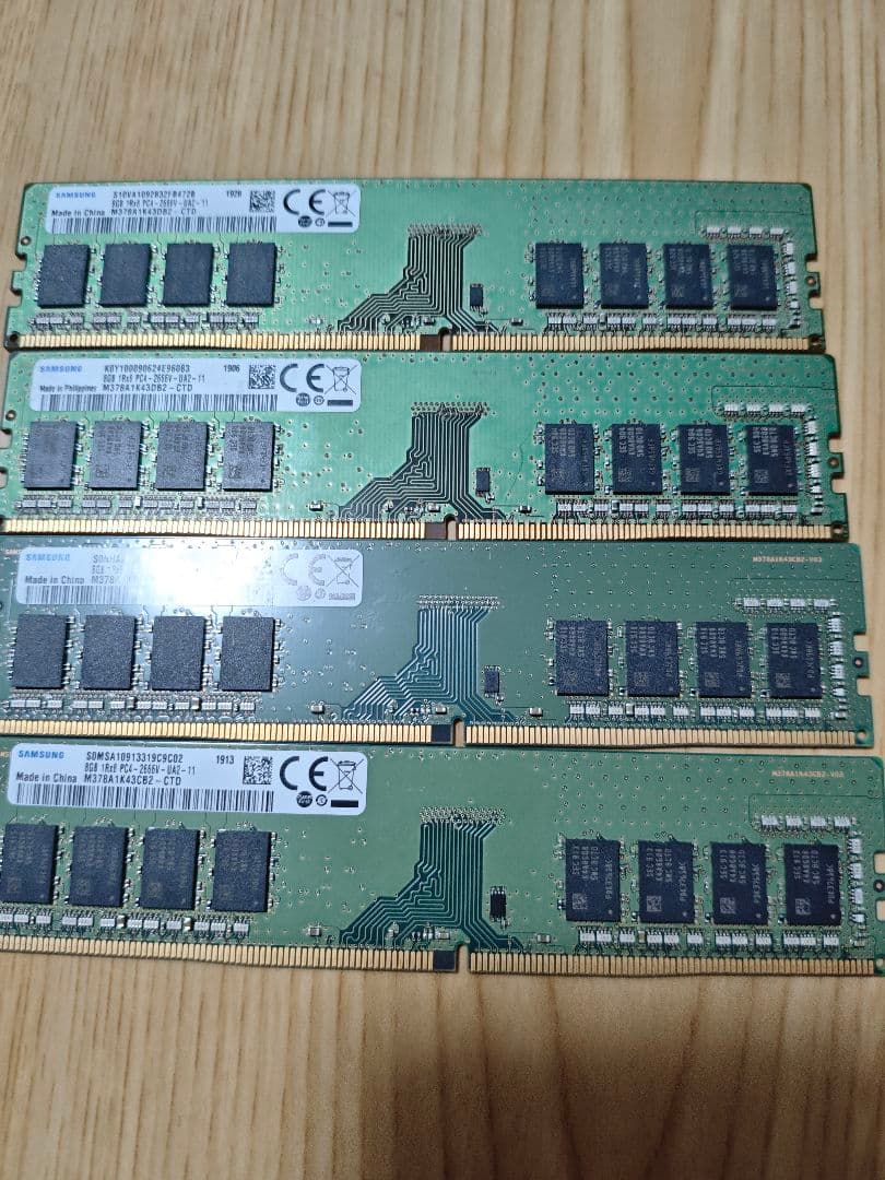 samsung DDR4 8G4枚　合計32G　 動作確認　2　　メモリ