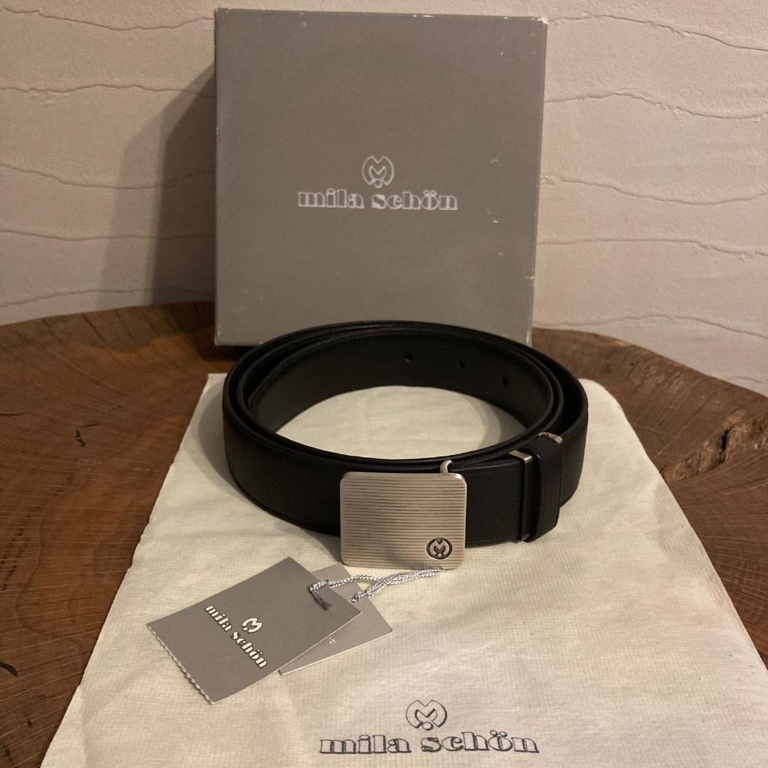 未使用タグ付き mila schon シルバー925 バックル 革ベルト