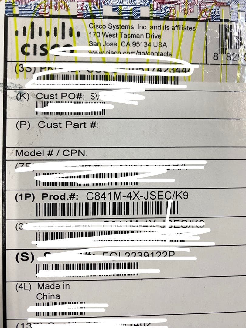 新品未開封Cisco 841M Jシリーズ C841M-4X-JSEC/K9