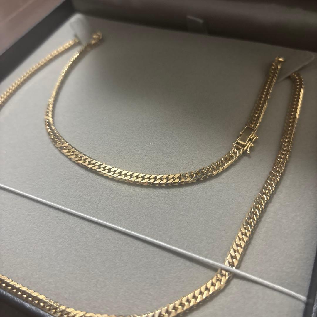 18k 6面ダブル喜平ネックレスチェーン　60㎝　36.7g 造幣局マーク