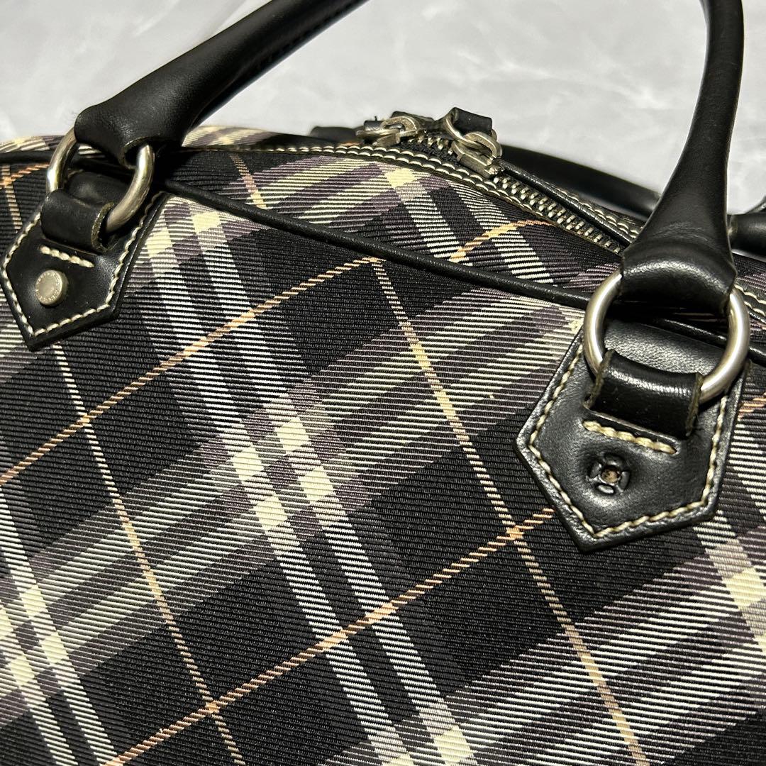 【バーバリーブルーレーベル】 ノバチェック柄 ボストンバッグ 牛革