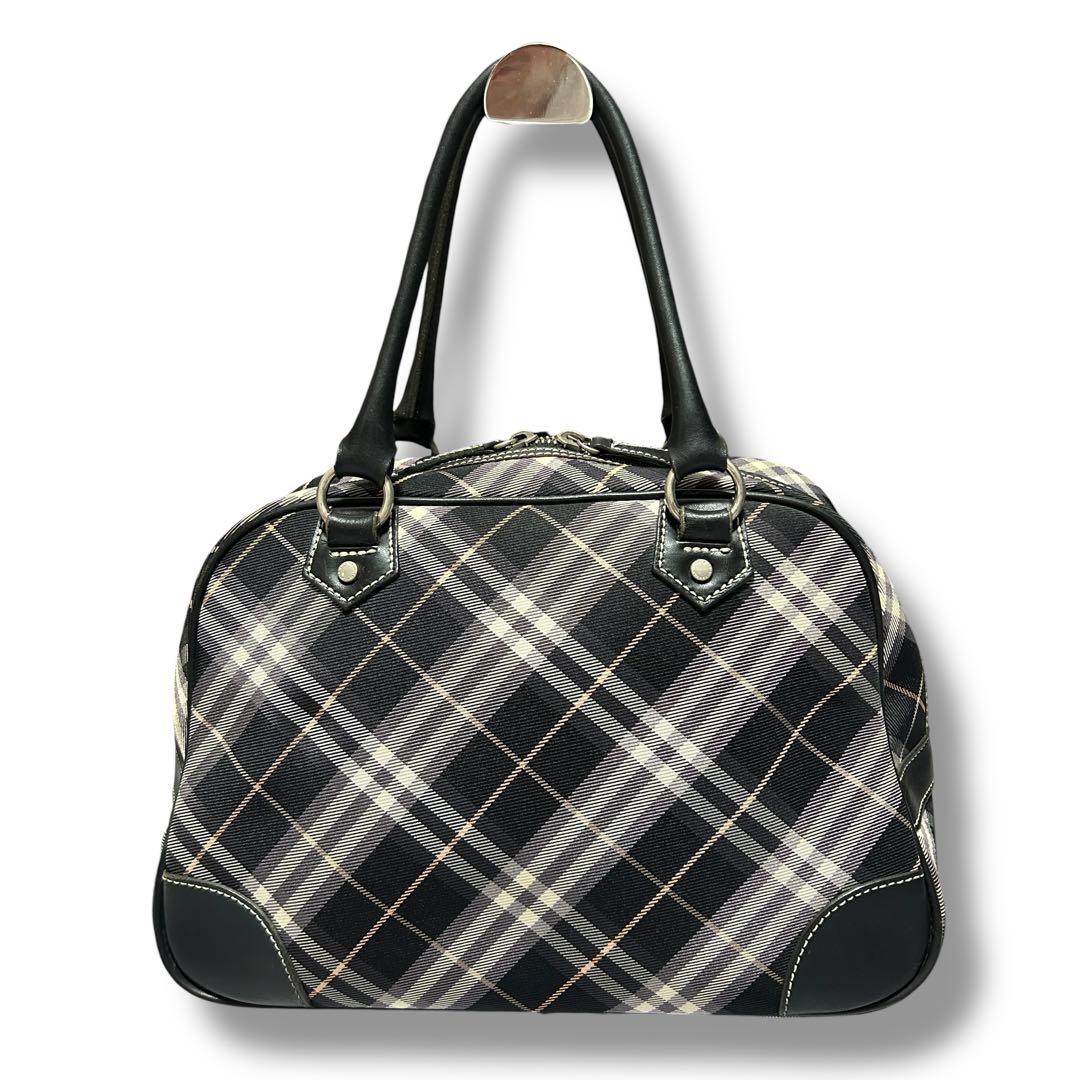 【バーバリーブルーレーベル】 ノバチェック柄 ボストンバッグ 牛革