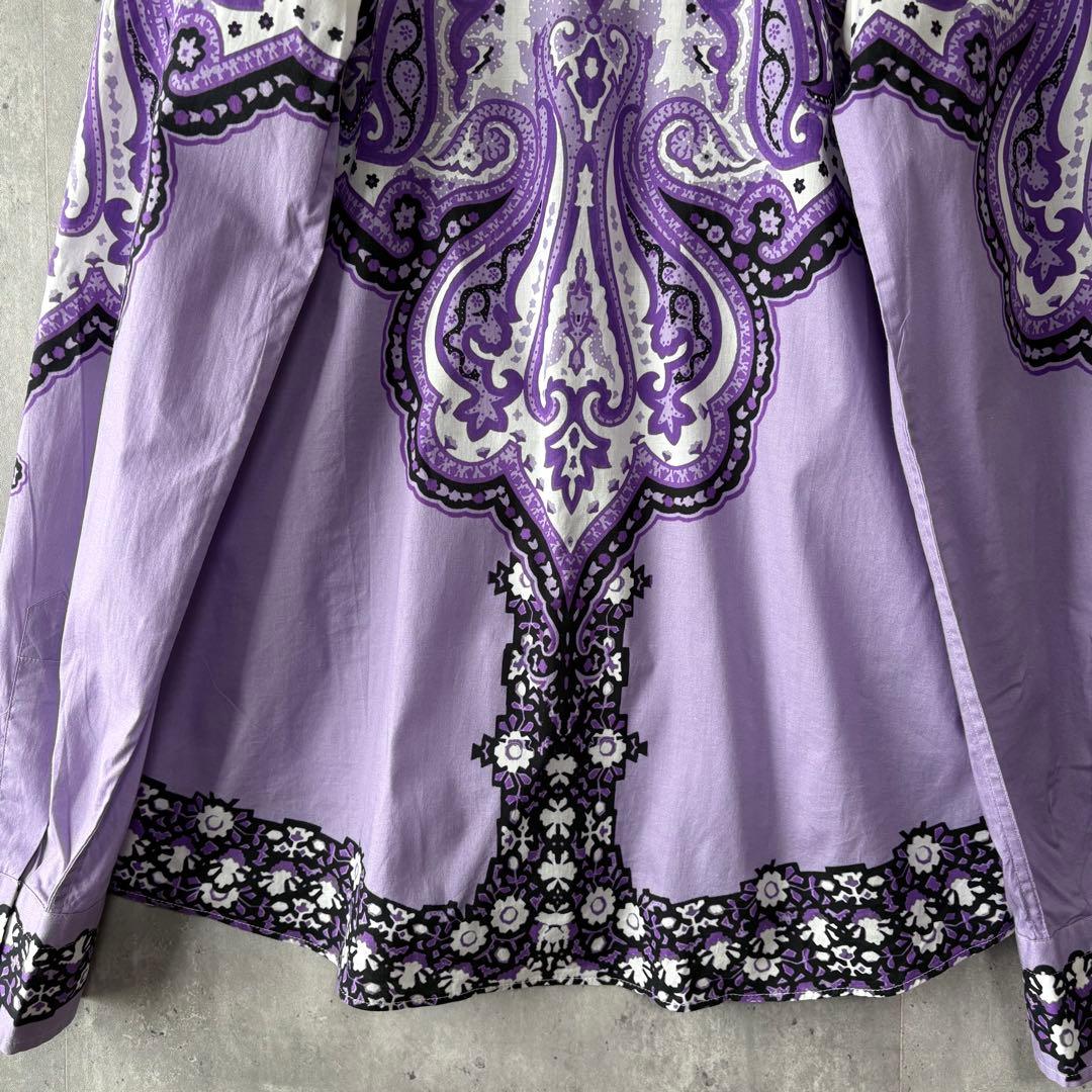 エトロ ETRO ペイズリー柄 シャツ ブラウス パープル 42 イタリア製