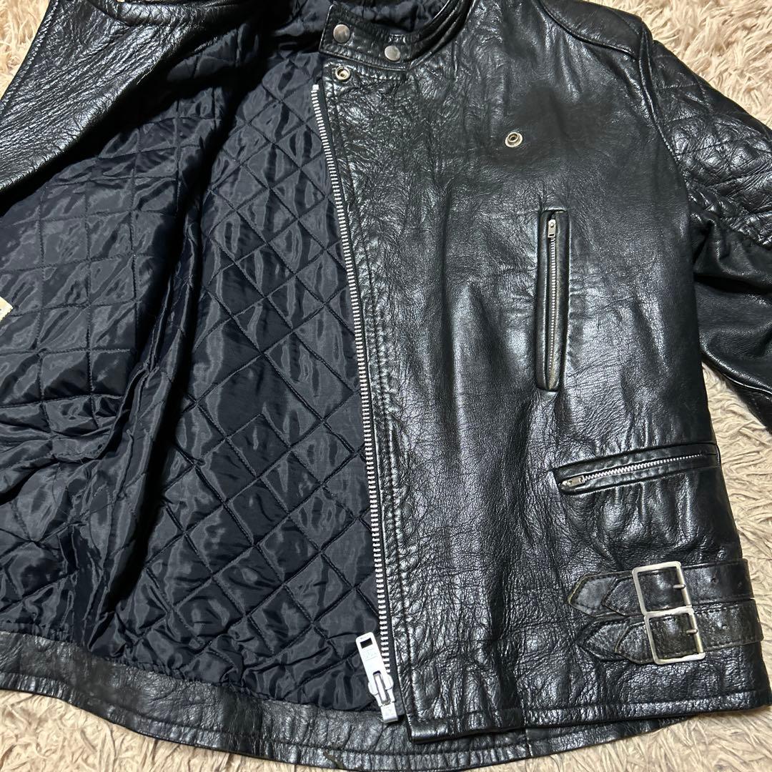 70s UK ヴィンテージ ライダース ロンジャン英国製666パンクルイスレザー