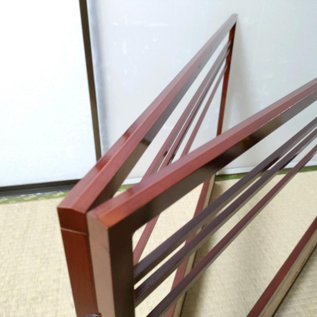 茶道具 風炉先 屏風 桐 青海波 透かし 朱塗 共箱