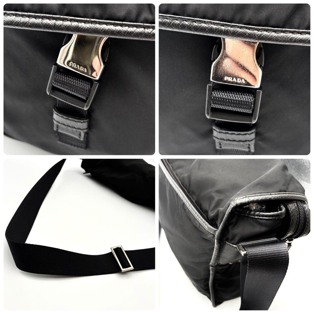 【A4収納可】プラダ　メッセンジャーバッグ サフィアーノレザー　大容量　ナイロン