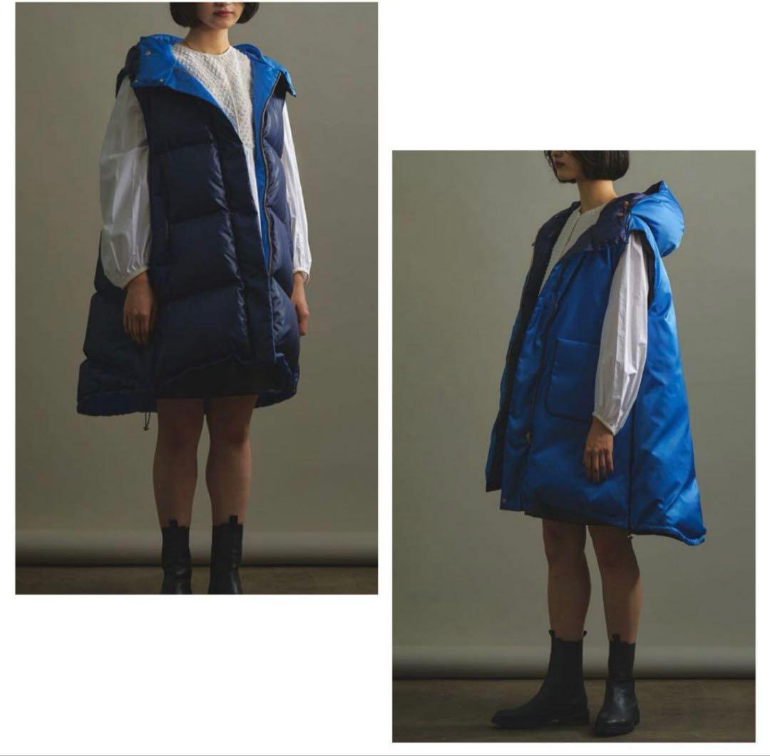 Gomako Goma　　フーデッドダウンジレ　ネイビー　ブラック