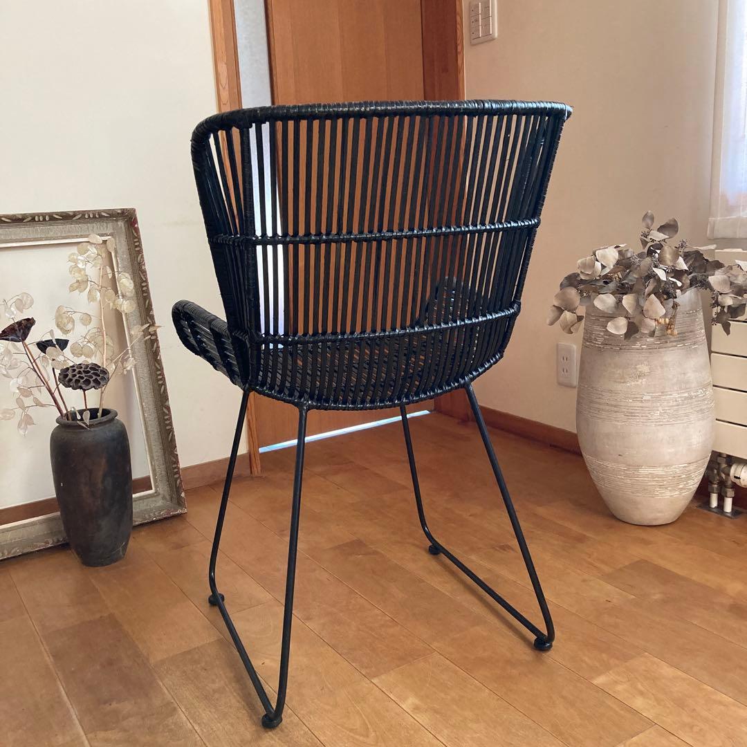 デザイナーズチェア　椅子　北欧　アイアン脚　バンブー　竹　ラタン風　モデルルーム