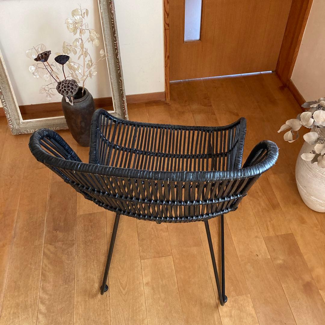 デザイナーズチェア　椅子　北欧　アイアン脚　バンブー　竹　ラタン風　モデルルーム