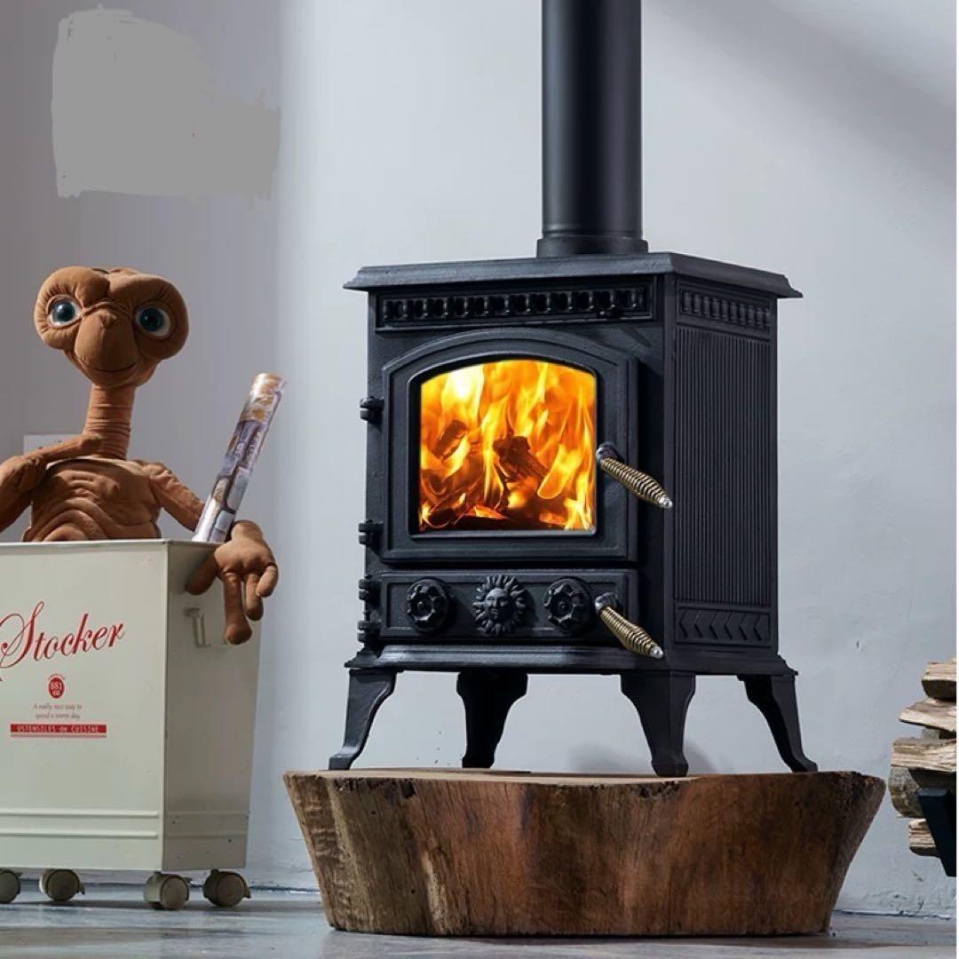 激安　薪ストーブ 鋳鉄 暖炉 ガラス窓 調理OK レトロ ヴィンテージ キャンプ