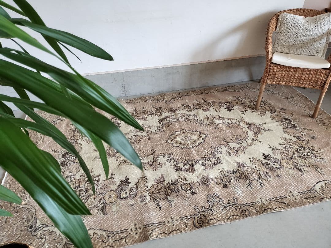 大判/カフェオレとミルクティー ヴィンテージラグ　石田ゆり子さんNo.692