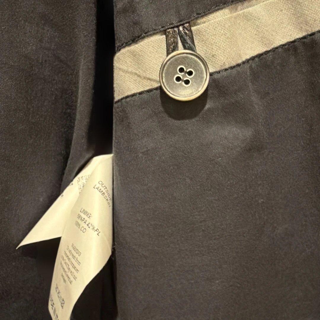 レア！EMMETI ネイビーレザーシングルノーカラーライダース