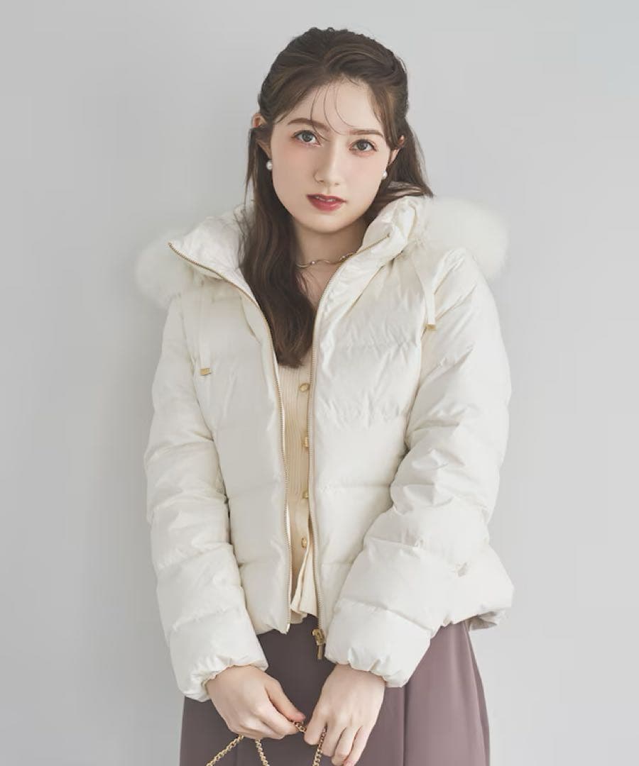 フォックスファー付ショートダウン