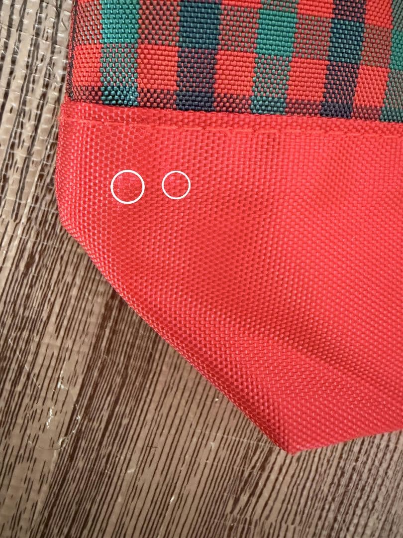 ファミリア　チェック柄トートバッグ リンゴ刺繍